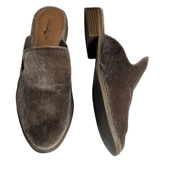 Indigo Rd. Hayze Velvet Mules Taupe-Beige Sz 8M #248F - Picture 1 of 8